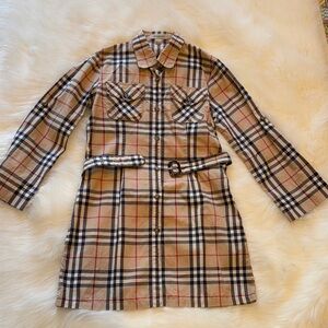 Burberry Beige and Red Checkered Collar shirt dress size 8